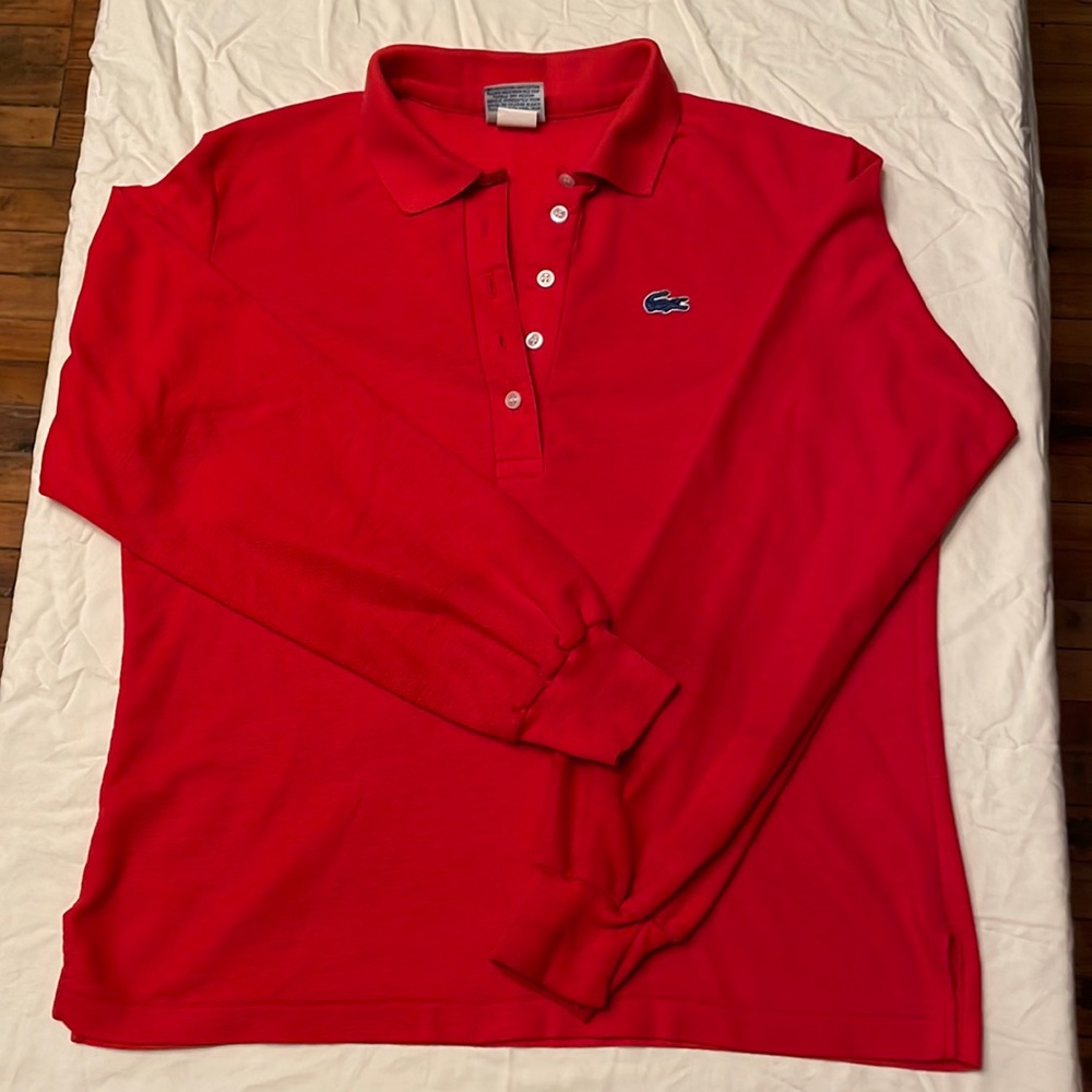 VINTAGE Lacoste Haymaker Red 5-Button Long Sleeve Polo